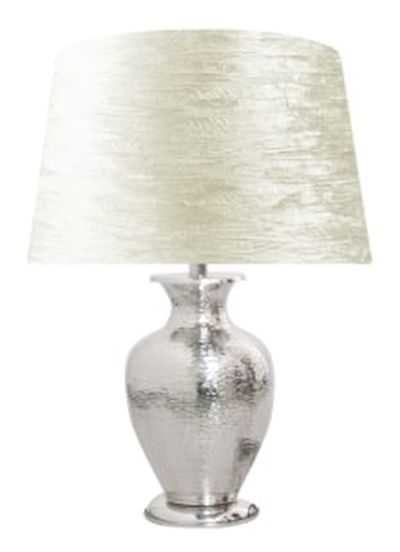 Nickel Plated 445cm Jar Design Table Lamp With White Velvet Shade