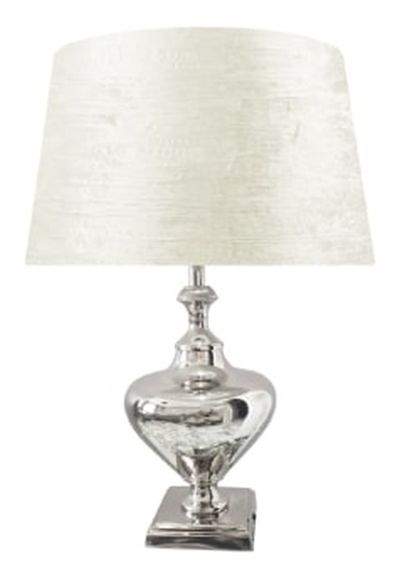 Nickel Plated 48cm Table Lamp With White Velvet Shade