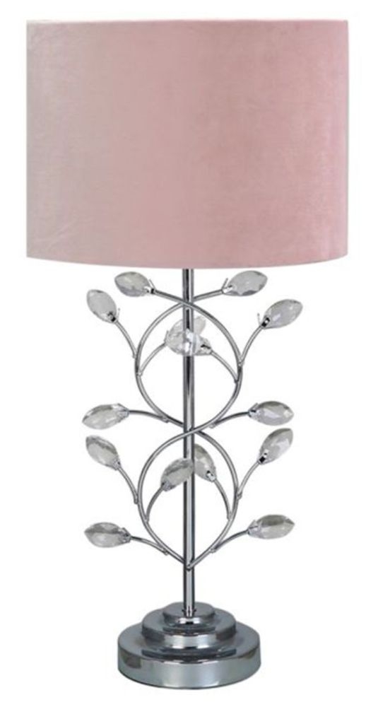 Value Chrome Table Lamp With Blush Pink Shade Set Of 2