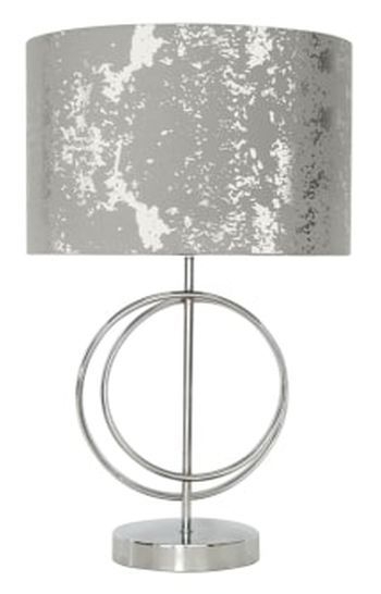 Chrome Circle Design Table Lamp With Silver Shade Set Of 2