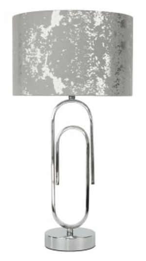 Chrome Paper Clip Design Table Lamp With Grey Shade Set Of 2