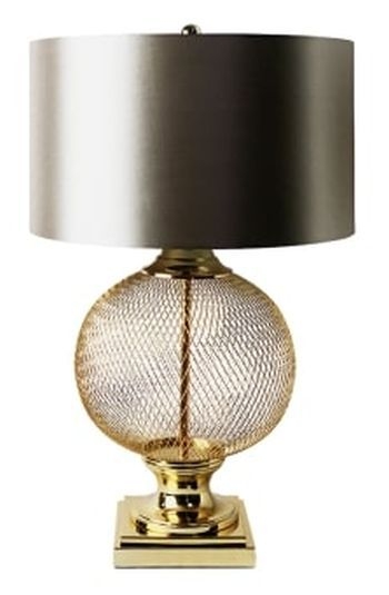 Gold Wire Mesh Table Lamp With Champaign Shades