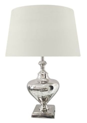 Nickel Plated 48cm Table Lamp With Grey Velvet Shade