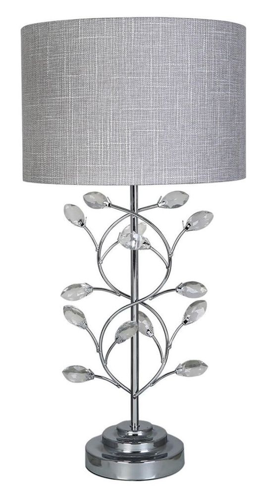 Value Chrome Table Lamp With Light Grey Shade Set Of 2