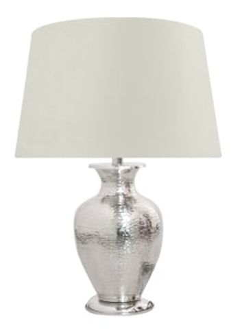 Nickel Plated 445cm Jar Design Table Lamp With Grey Velvet Shade