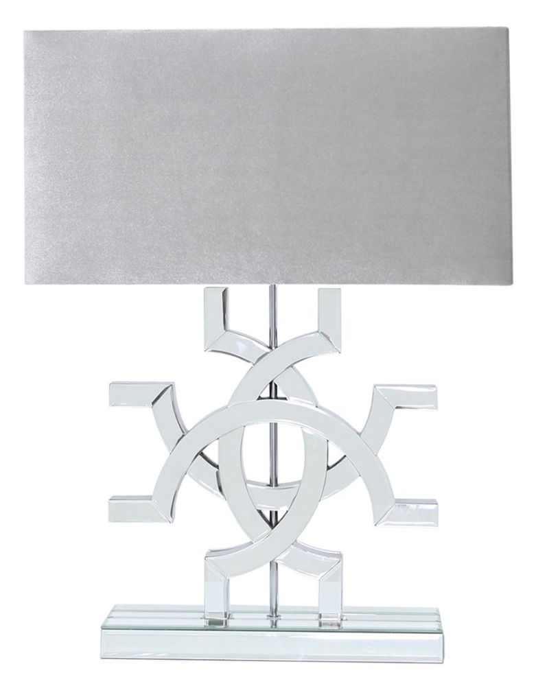 Athos Clear Glass Table Lamp With Grey Shade