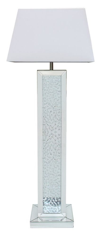 Astoria Mirrored Floor Lamp With White Shade