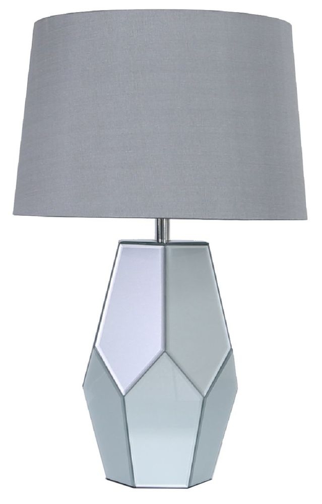 Grey Mirrored Table Lamp With Silver Shade