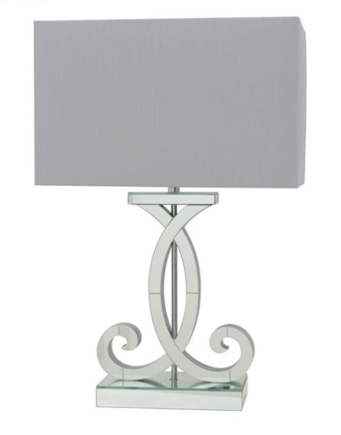 Hera Clear Mirrored Table Lamp With Grey Shade