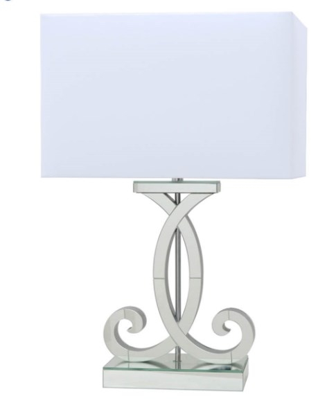 Hera Clear Mirrored Table Lamp With White Shade