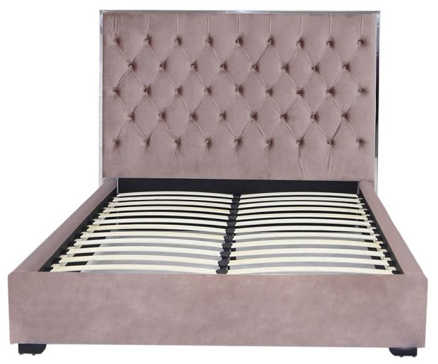 Monaco Rose Pink Velvet 5ft Bed Frame