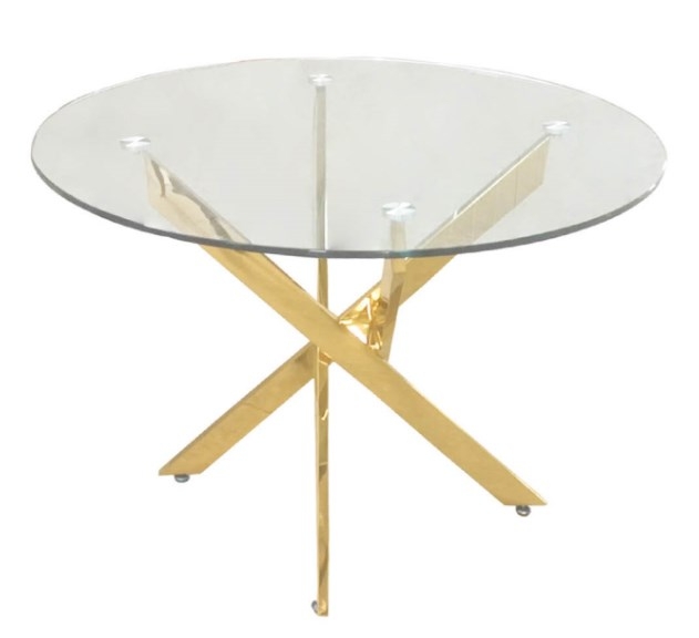 Nova Value Nova Gold And Glass Medium Round Dining Table