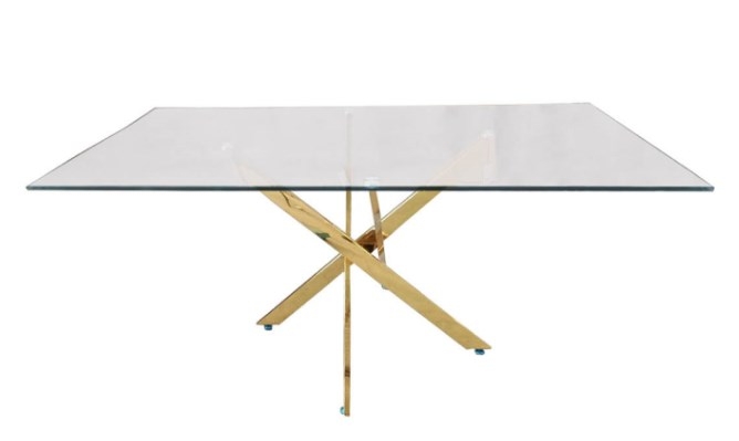 Nova Value Nova Gold And Glass Rectangular Dining Table