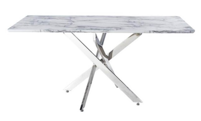 Nova Value Nova White Marble And Chrome Rectangular Dining Table