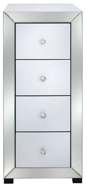 Omnia White Glass 4 Drawer Slim Chest