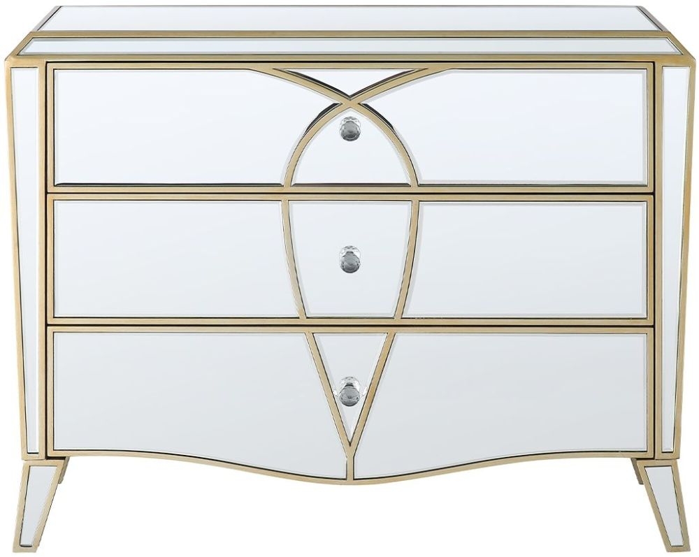 Pristina Mirrored Champagne 3 Drawer Chest