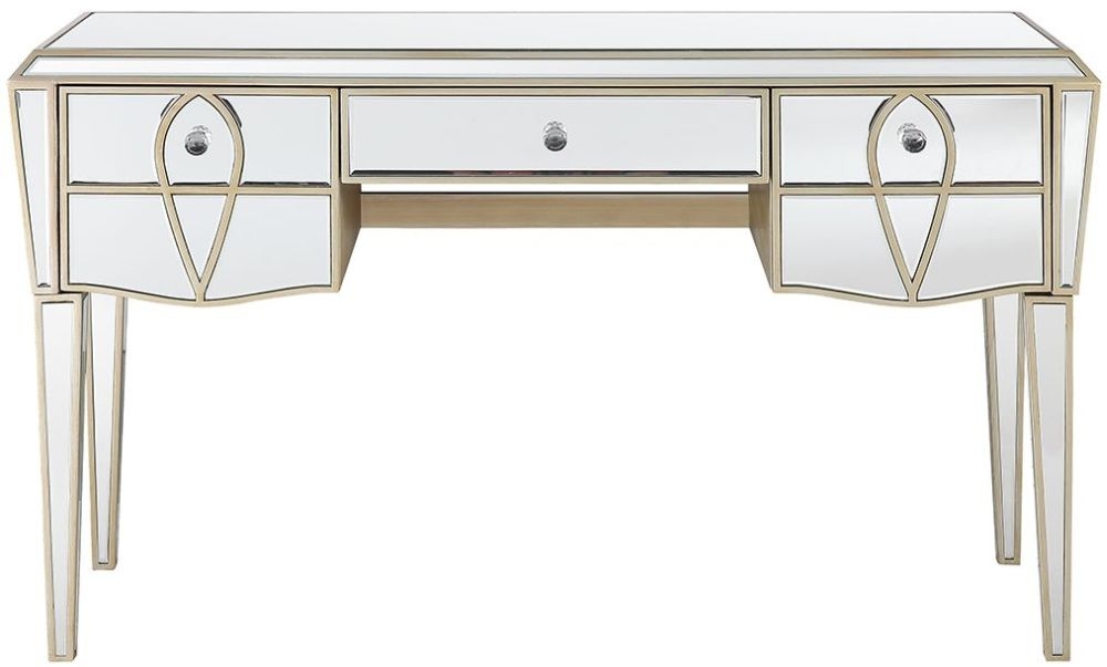 Pristina Mirrored Champagne 3 Drawer Dressing Table