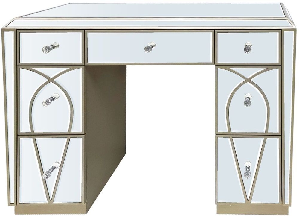 Pristina Mirrored Champagne 7 Drawer Dressing Table