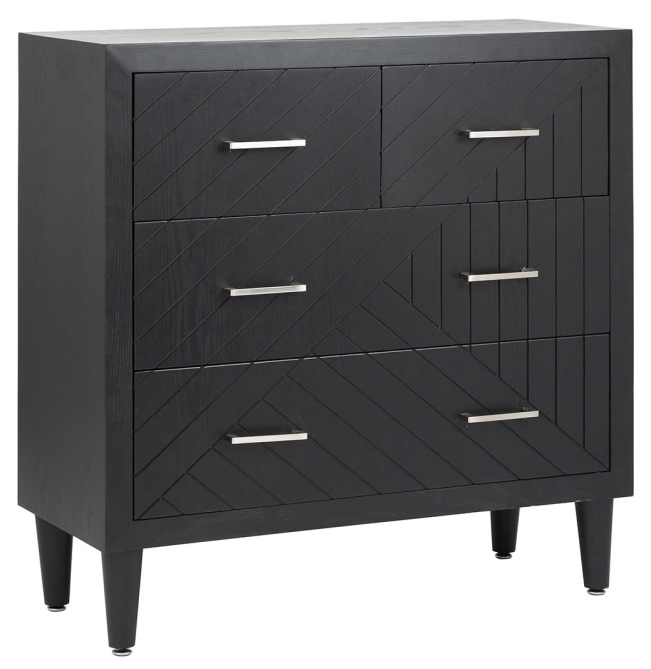 Solano Matte Black Contemporary 4 Drawer Chest