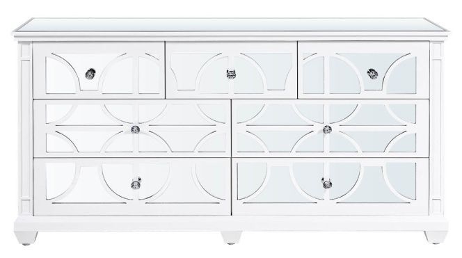 Torino White Mirrored 7 Drawer Chest