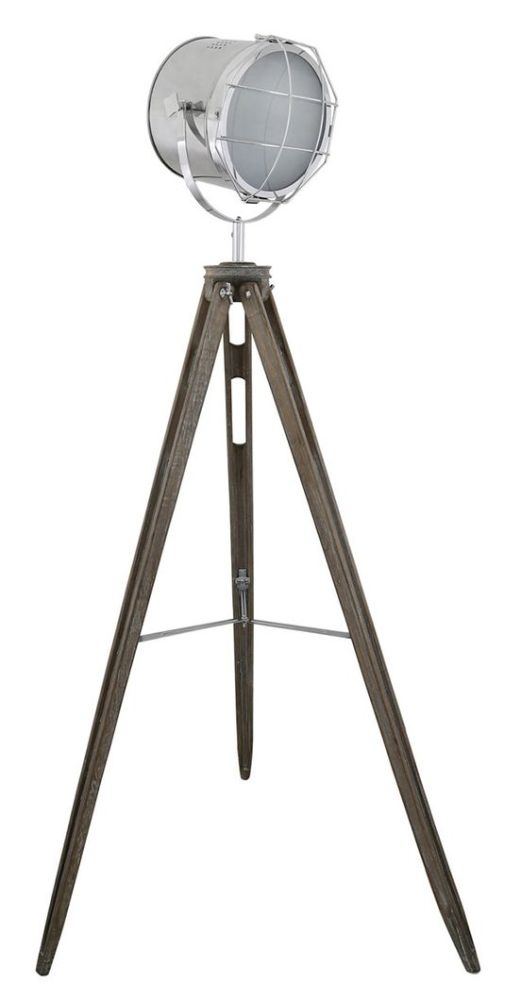 Hollywood Grey Wooden Tripod Lamp With Spot Light