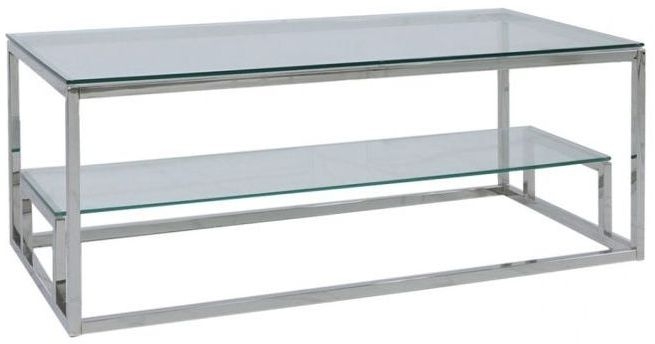 Value Harry Tiered Coffee Table Steel And Clear Glass