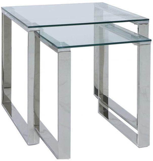 Value Harry Nest Of 2 Table Steel And Clear Glass