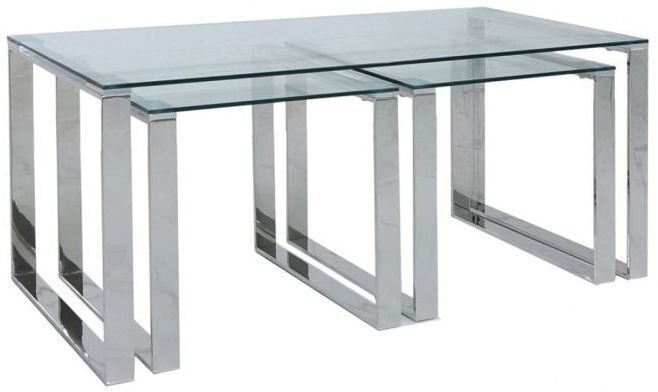 Value Harry Nest Of 3 Table Steel And Clear Glass