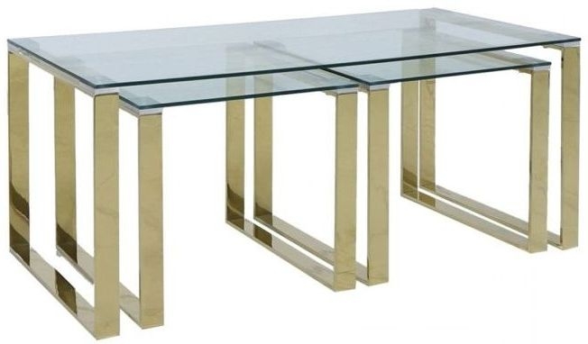 Value Harry Nest Of 3 Table Gold And Clear Glass