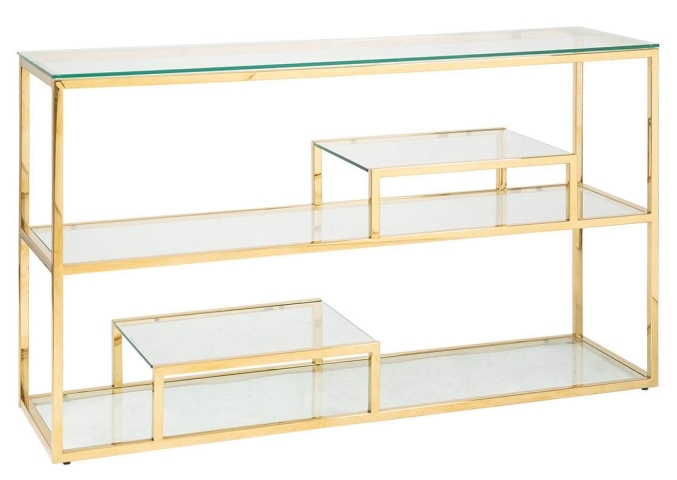Value Harry Harry Tiered Console Table Gold And Clear Glass