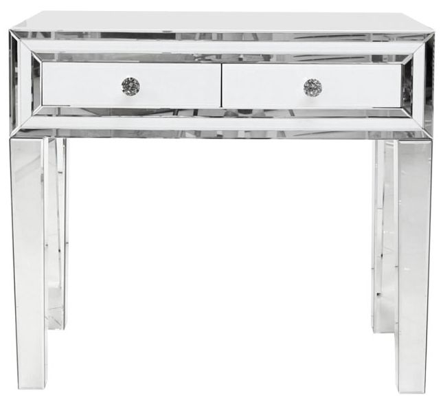 Manhattan White Glass 2 Drawer Console Table