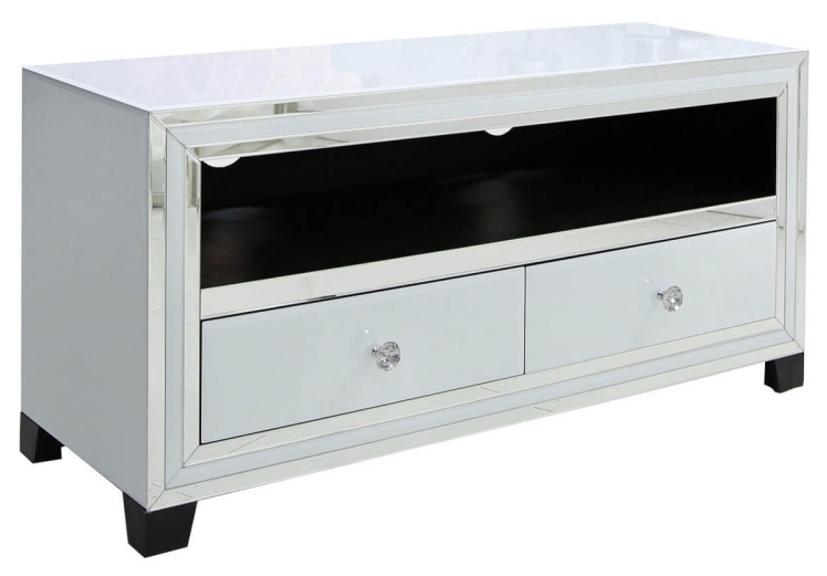 Montague White Glass 2 Drawer Tv Entertainment Unit