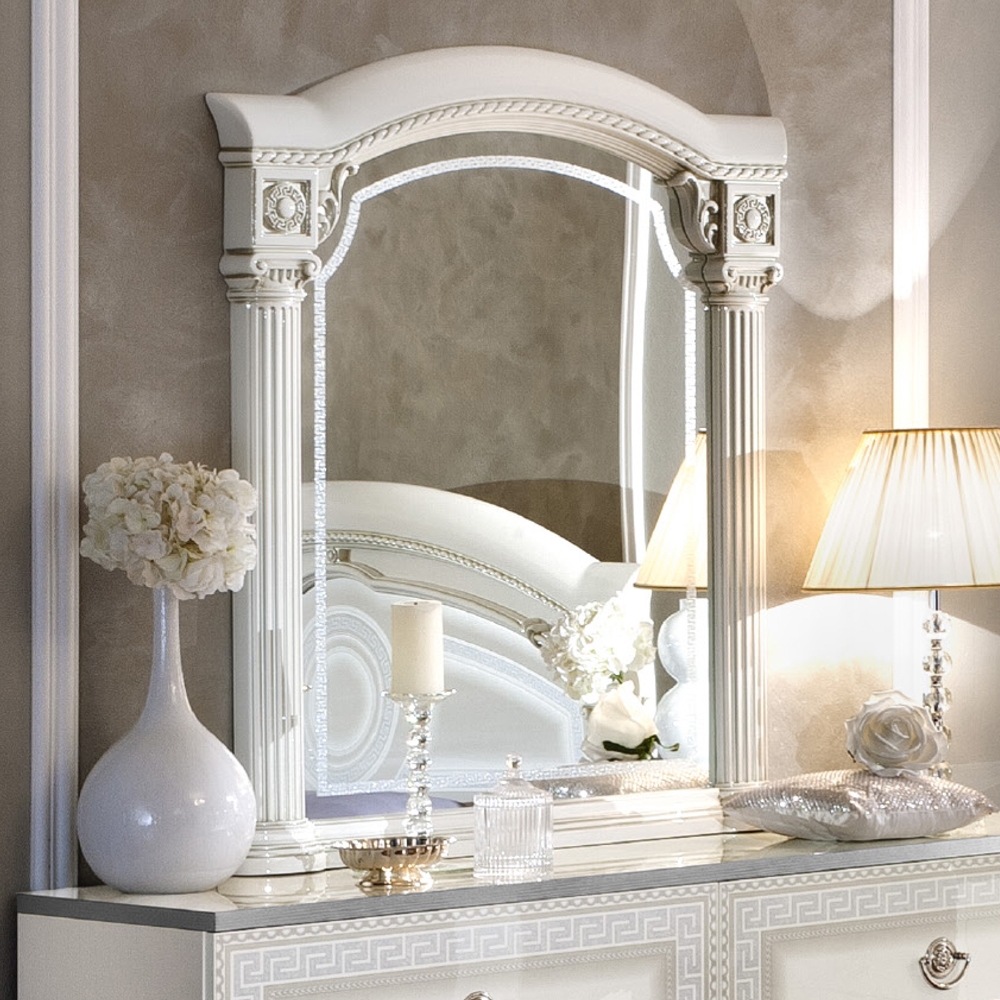 Camel Aida White And Silver Italian Mirror 102cm X 118cm