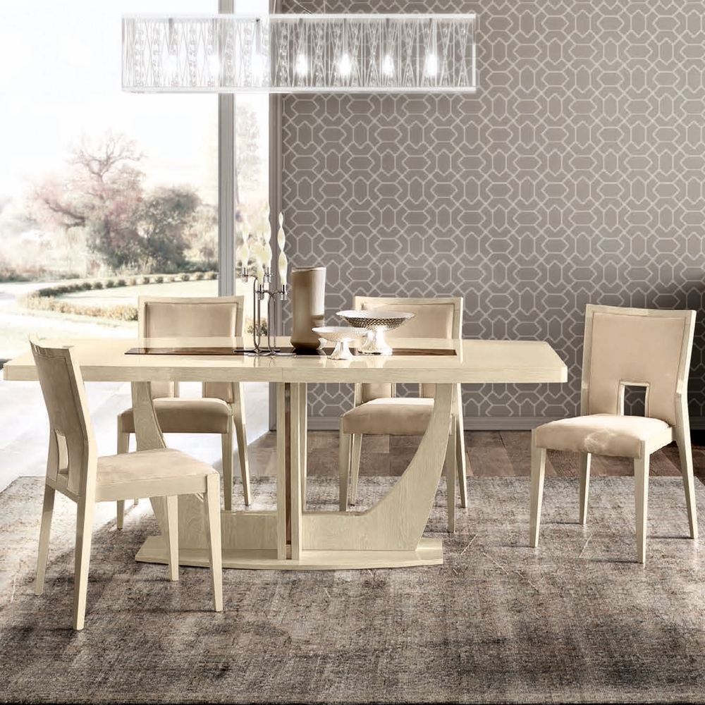 Camel Ambra Day Sand Birch Italian Large Extending Dining Table And 6 Chairs