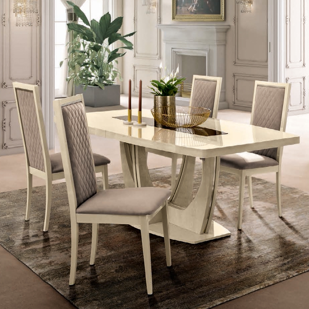 Camel Ambra Day Sand Birch Italian Small Extending Dining Table And 4 Rombi Chairs