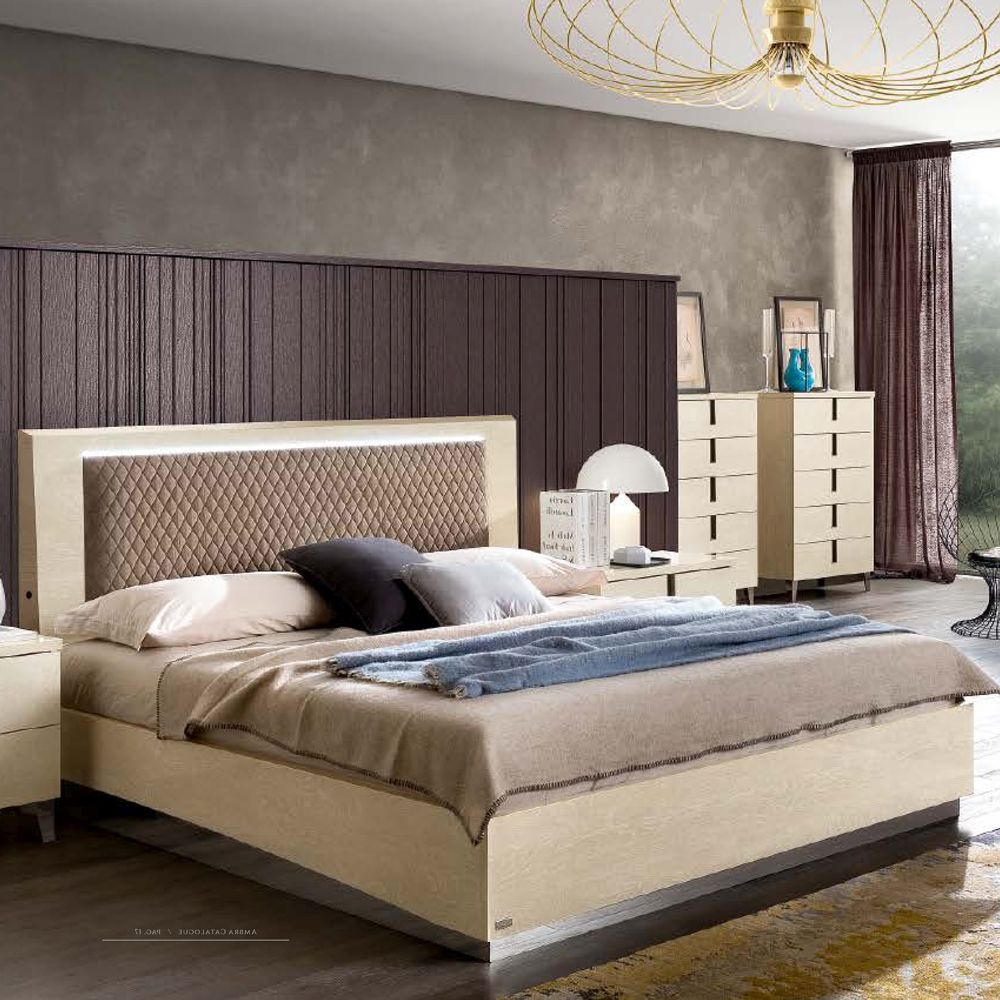 Camel Ambra Night Sand Birch Italian Rombi Bed With Luna Storage And Rhombus Eco Nabuk Headborad