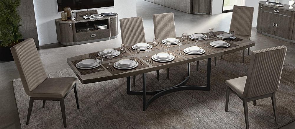 Camel Armonia Day Silver Birch Italian 200cm Dining Table With Flute Fabric Chair