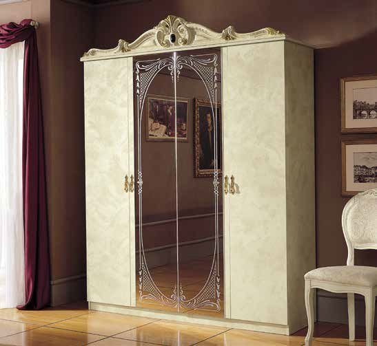 Camel Barocco Ivory Italian 4 Door Wardrobe