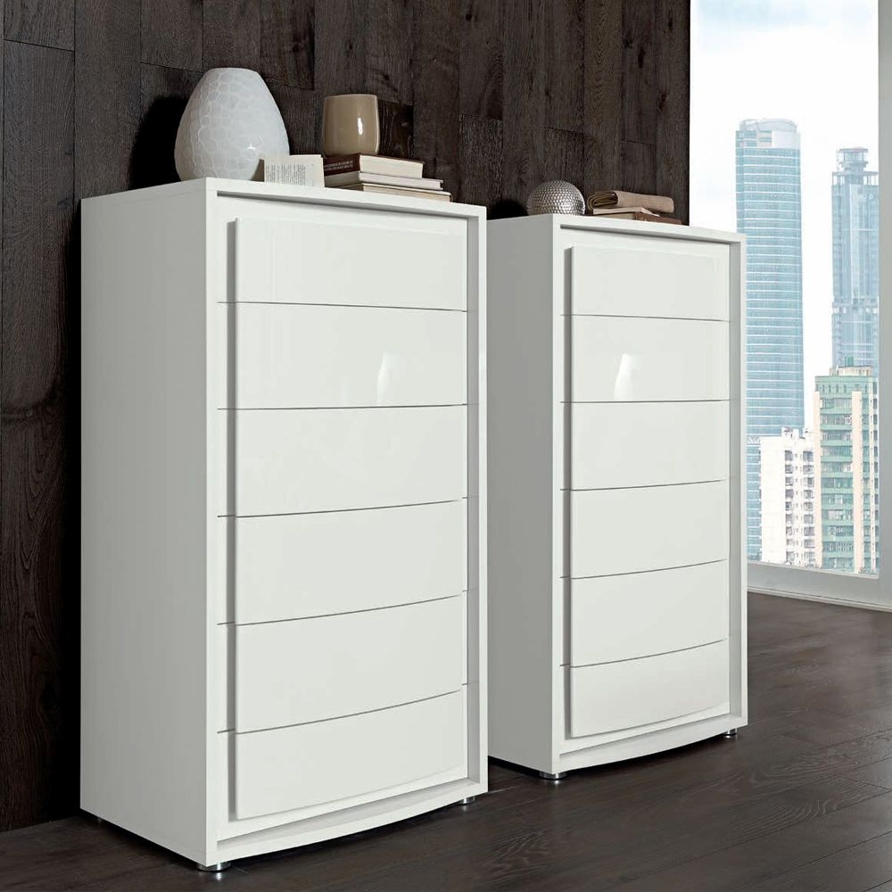 Camel Dama Bianca Night White Italian 6 Drawer Chest