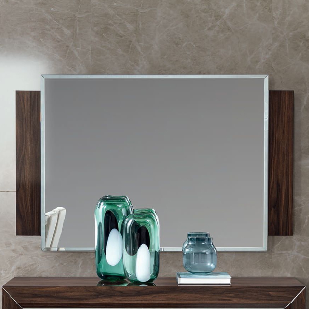 Camel Elite Day Patrician Walnut Italian Rectangular Mirror 132cm X 85cm