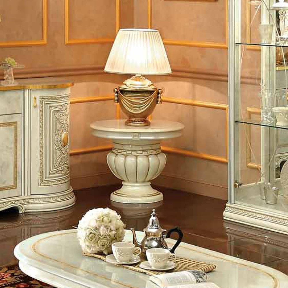 Camel Leonardo Day Ivory High Gloss And Gold Italian Lamp Table