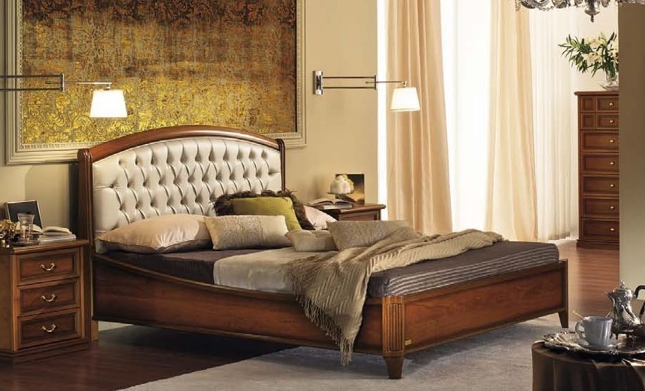 Camel Nostalgia Night Walnut Italian Curvo Legno Capitonne Ring Bed With Storage