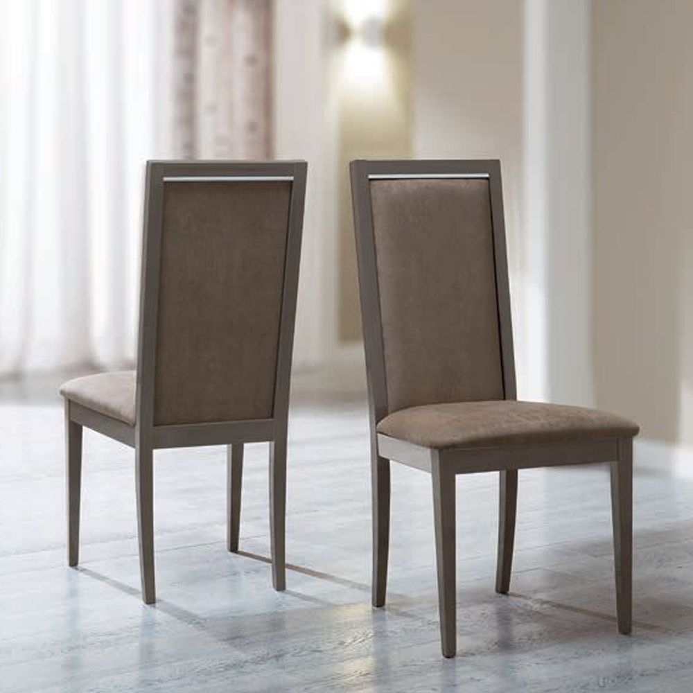 Camel Platinum Day Liscia Eco Nabuk Upholstered Italian Dining Chair With Padded Back