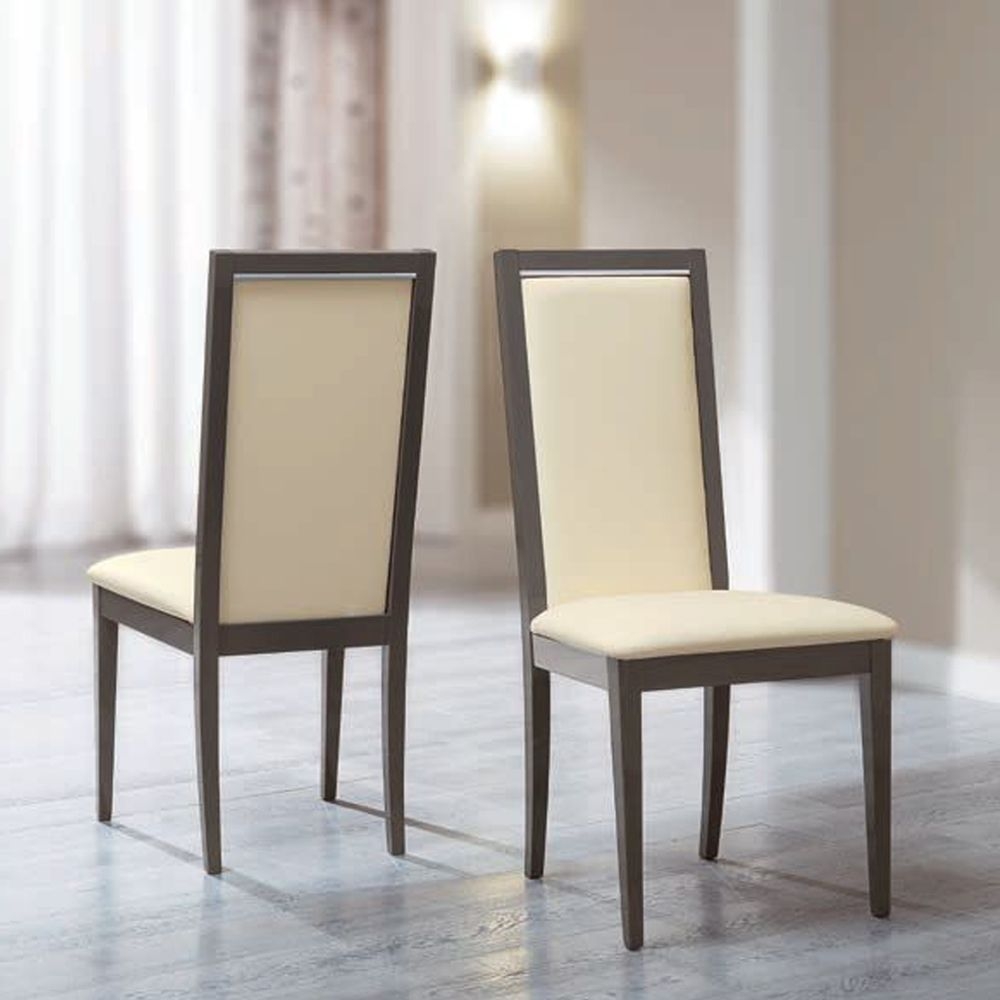 Camel Platinum Day Liscia Ivory Upholstered Italian Dining Chair With Padded Back