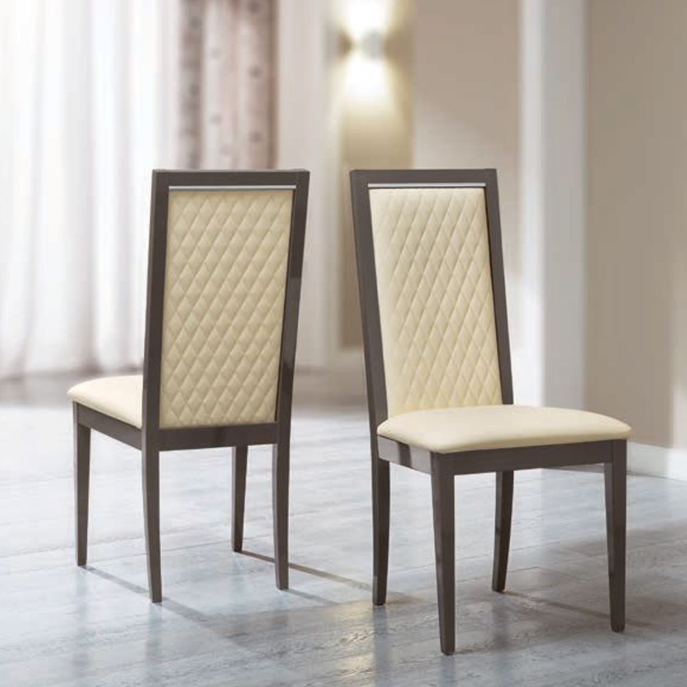 Camel Platinum Day Rombi Ivory Eco Leather Upholstered Italian Dining Chair With Padded Back
