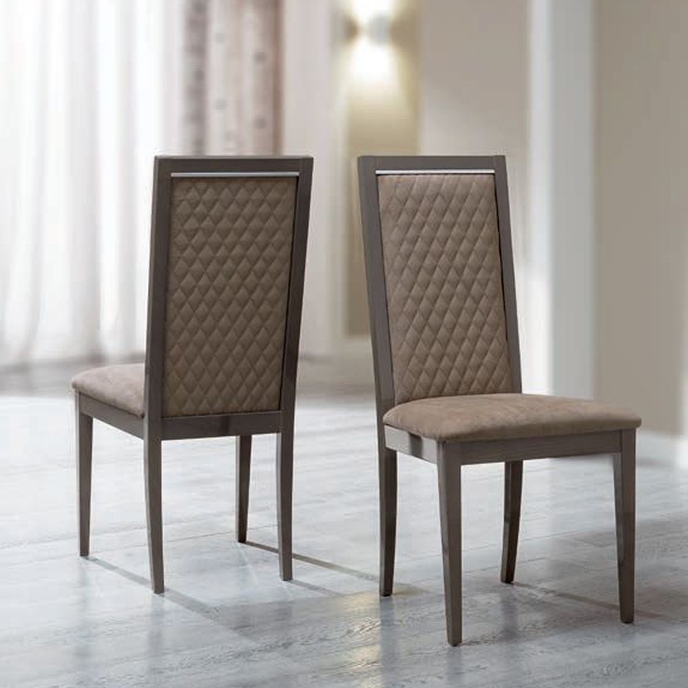 Camel Platinum Day Rombi Nabuk Upholstered Italian Dining Chair With Padded Back