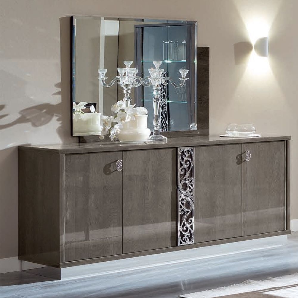 Camel Platinum Day Silver Birch Glamour Italian Large Buffet Sideboard