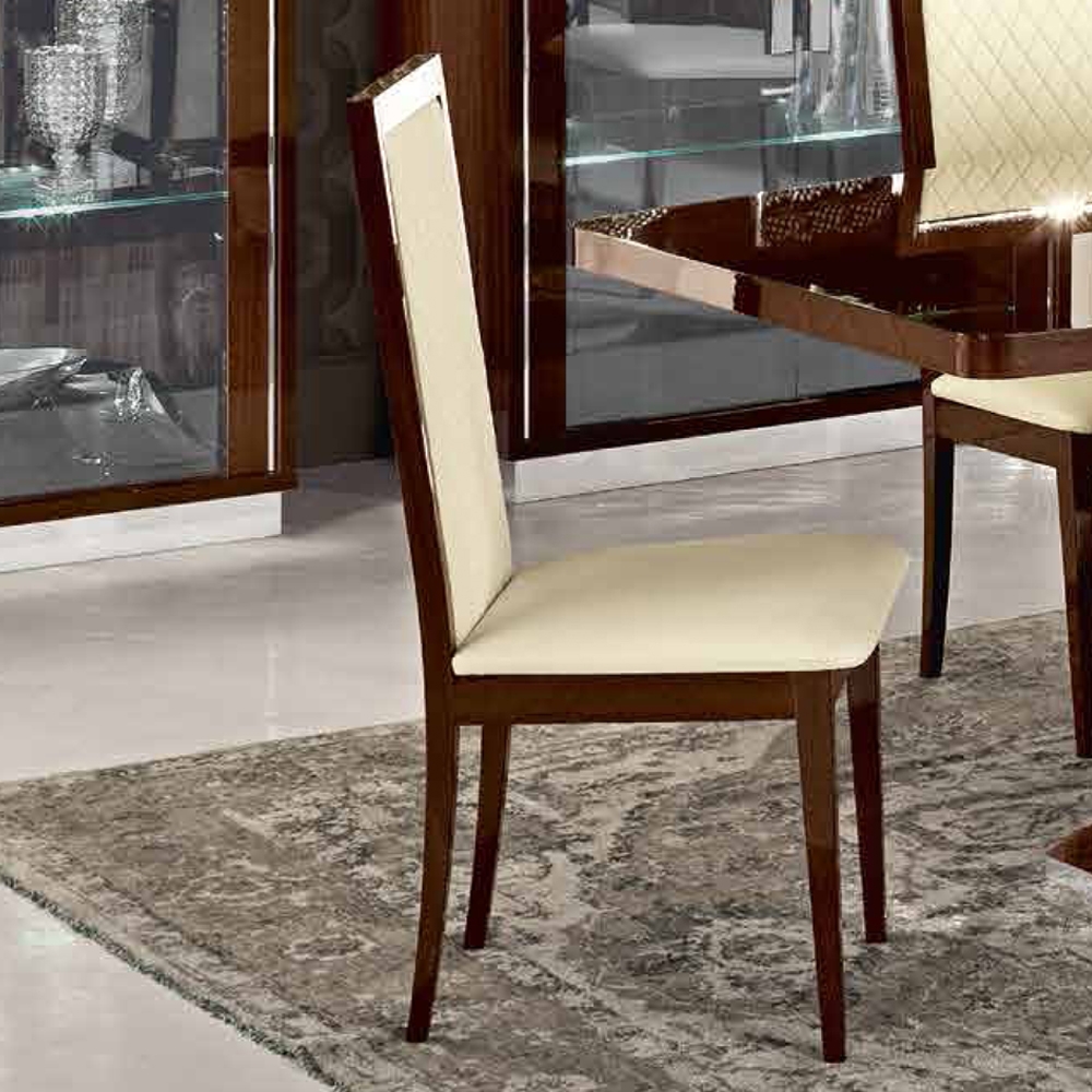 Camel Roma Day Rombi Walnut Eco Leather Upholstered Italian Dining Chair With Padded Back