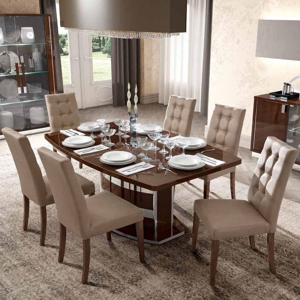 Camel Roma Day Walnut Italian Butterfly Extending Dining Table And 6 Dama Eco Leather Chairs
