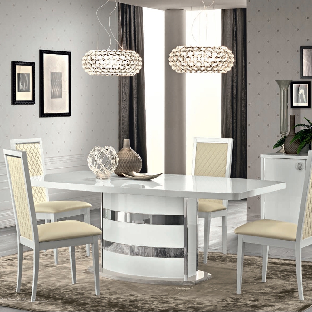 Camel Roma Day White Italian Butterfly Extending Dining Table